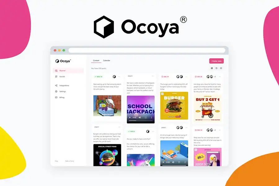 Ocoya به لطف هوش مصنوعی، زمان‌بندی، کپشن‌نویسی و طراحی محتوا را به‌صورت خودکار انجام می‌دهد.